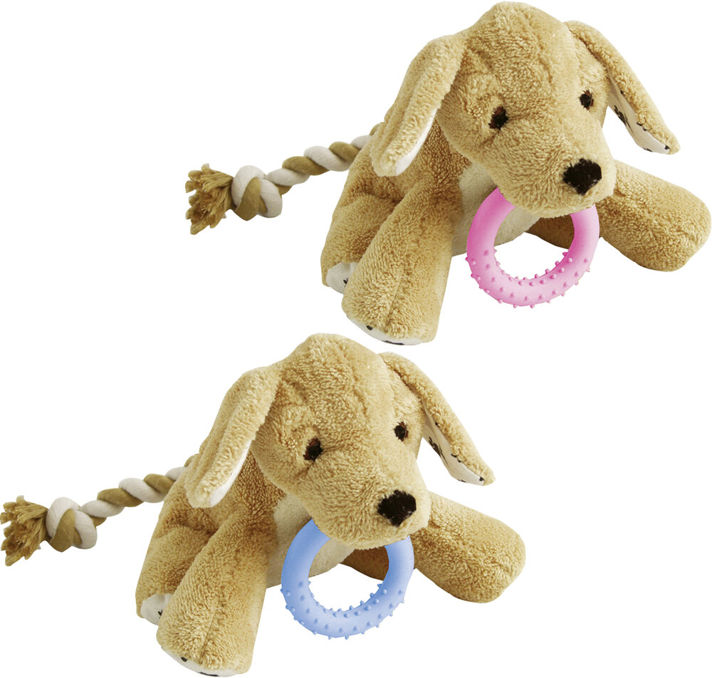 Speelgoed Puppy Basti Hond met touw Meerdere kleuren