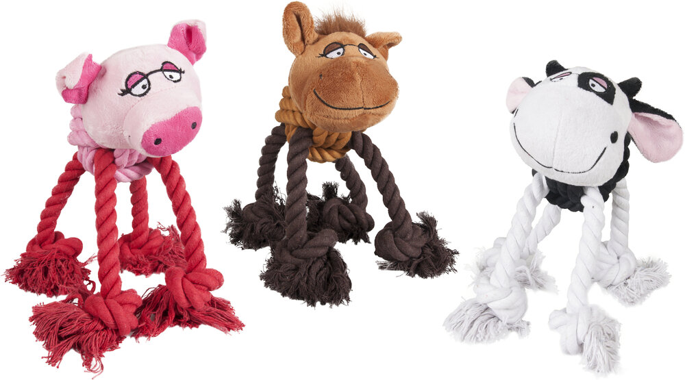 Speelgoed Wietse Koe &amp; Varken &amp; Paard met touw Meerdere kleuren