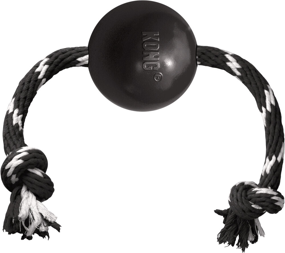 Kong Speelgoed Extreme met touw met bal Zwart