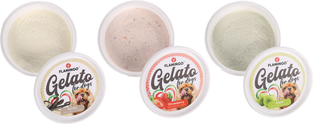 Snack Gelato Ijs met aardbei- &amp; appel- &amp; vanillesmaak
