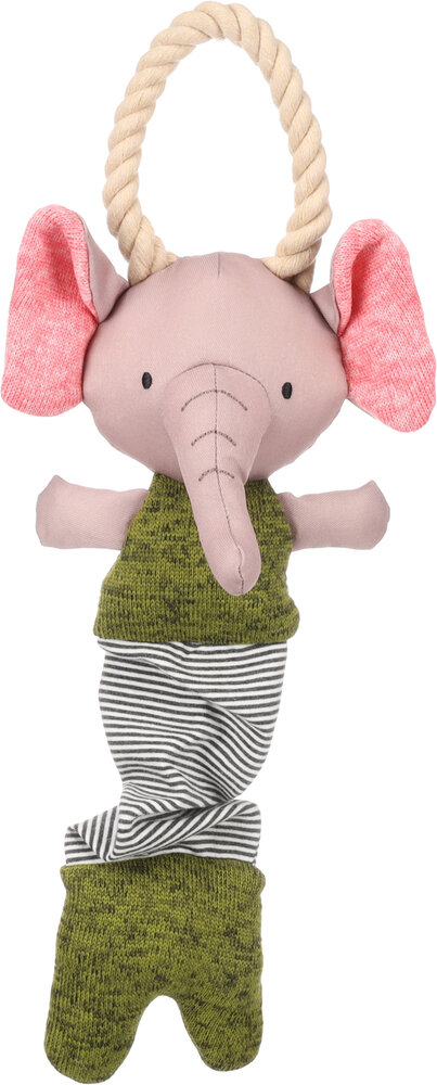 Speelgoed Puppy Britty Olifant met touw Groen