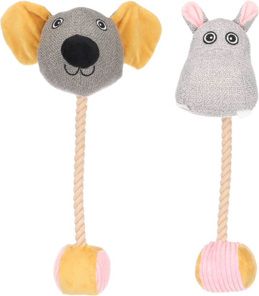 Speelgoed Puppy Felsy Muis &amp; Nijlpaard met bal met touw Meerdere kleuren