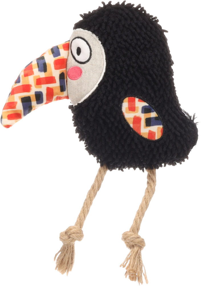 Speelgoed Saffia Vogel met touw Zwart
