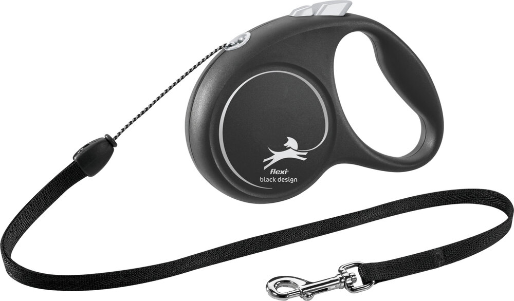 Flexi Rollijn Black Design Koord Zwart Zilver
