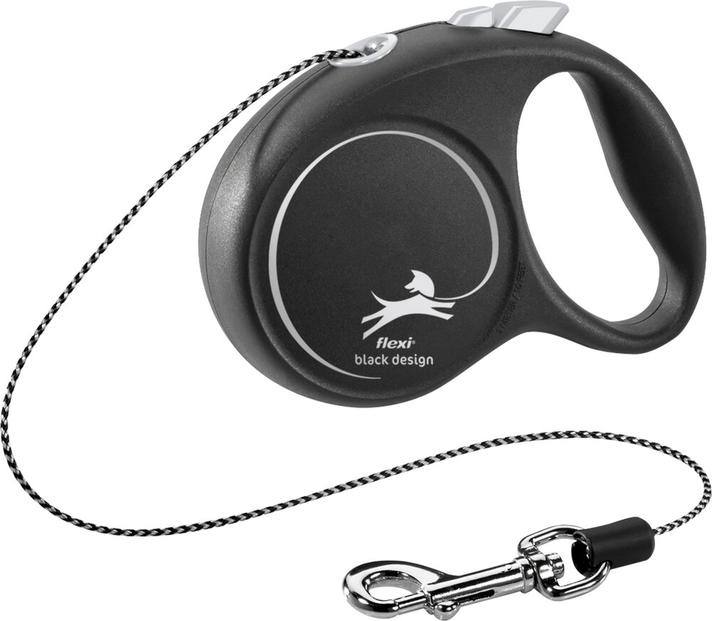 Flexi Rollijn Black Design Koord Zwart Zilver