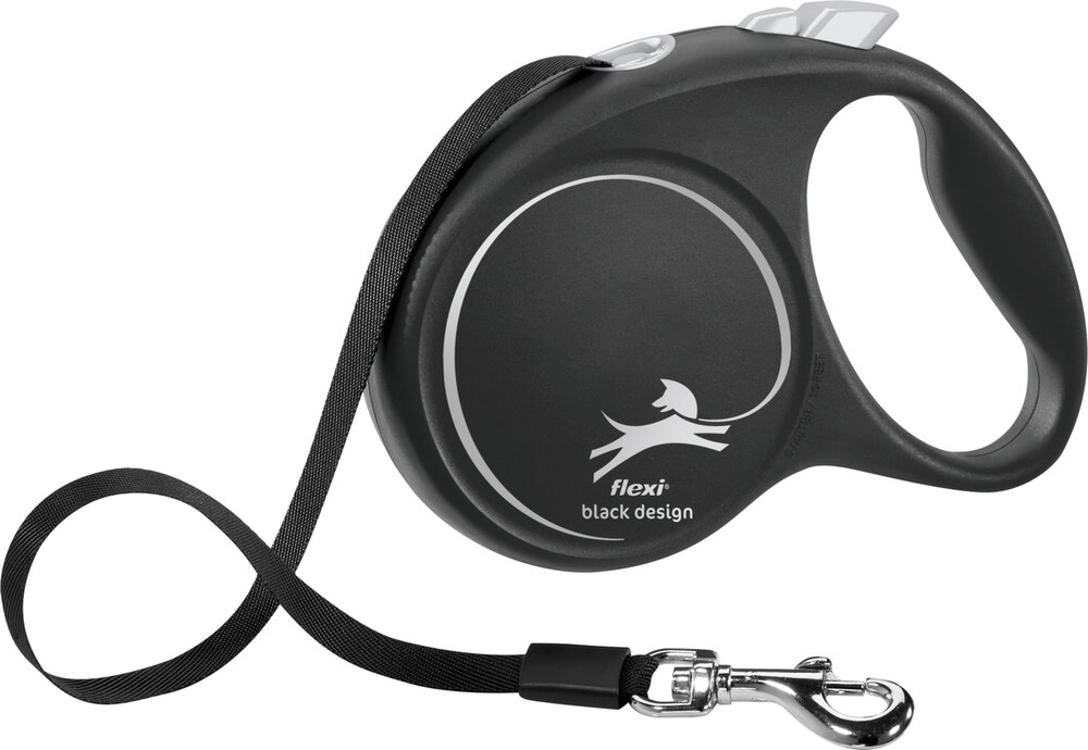Flexi Rollijn Black Design Band Zwart Zilver