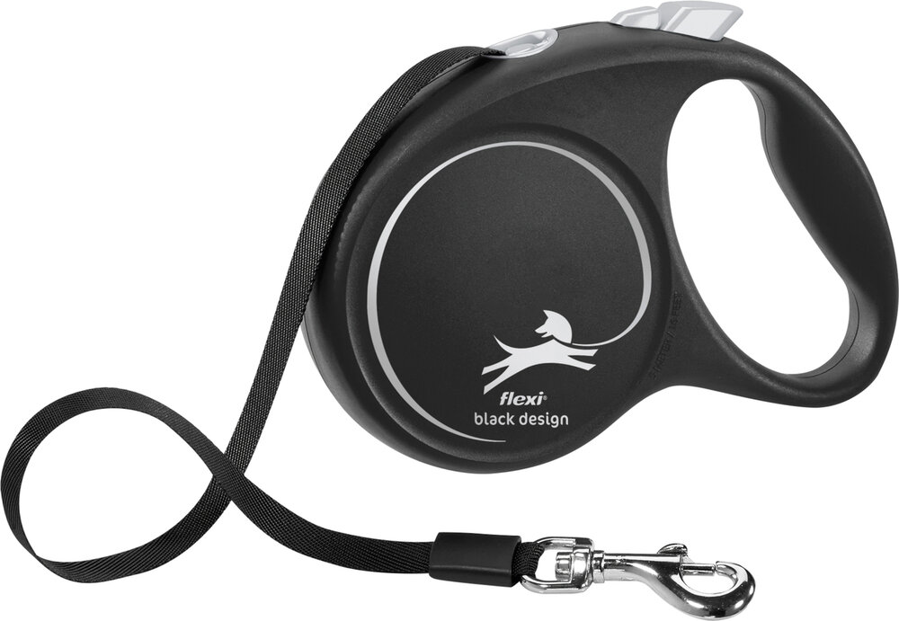 Flexi Rollijn Black Design Band Zwart Zilver