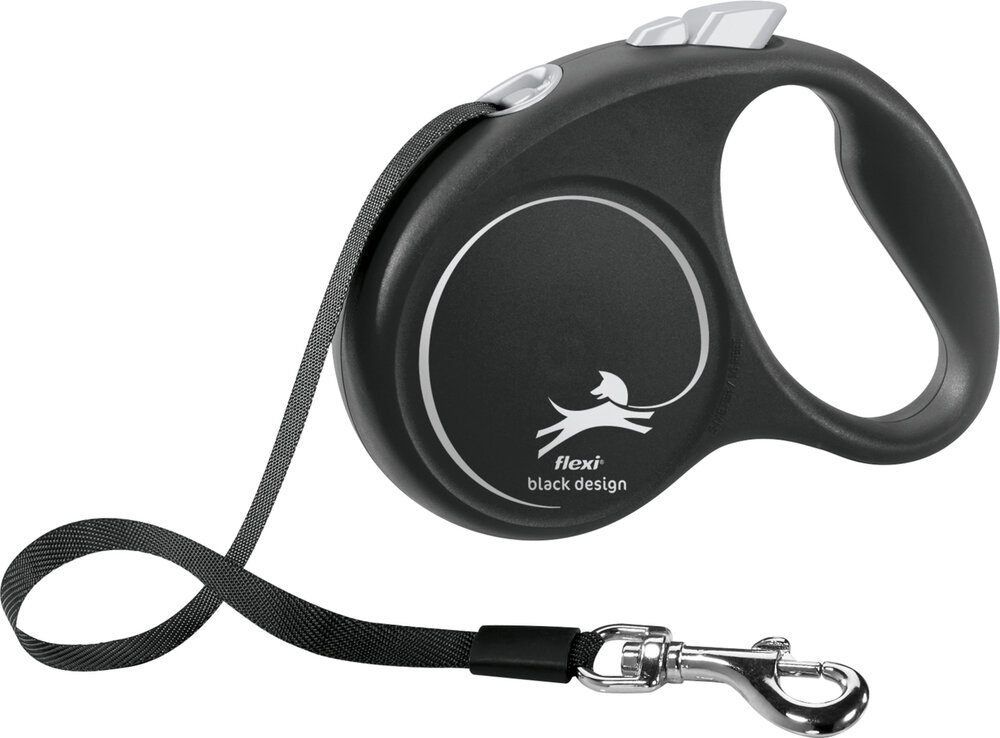 Flexi Rollijn Black Design Band Zwart Zilver