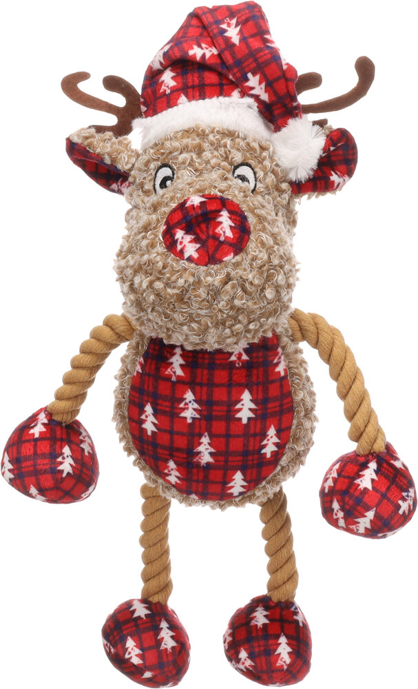 Kerst Speelgoed lange poten Krola Rendier &amp; Touw Bruin