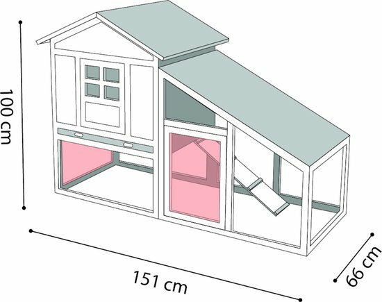 Konijnenhok Quincy Cottage Grijs