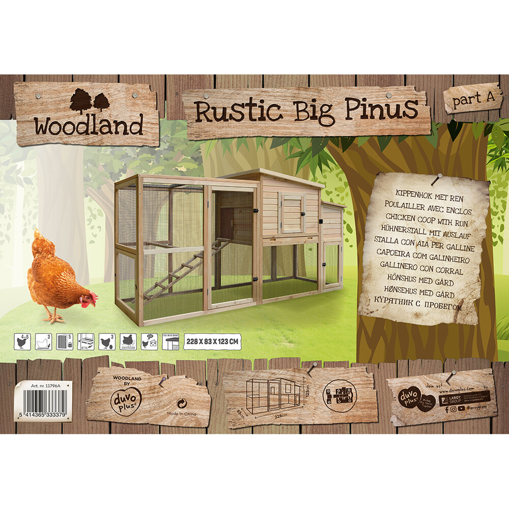 kippenhok rustic big pinus 228x83,5x123cm