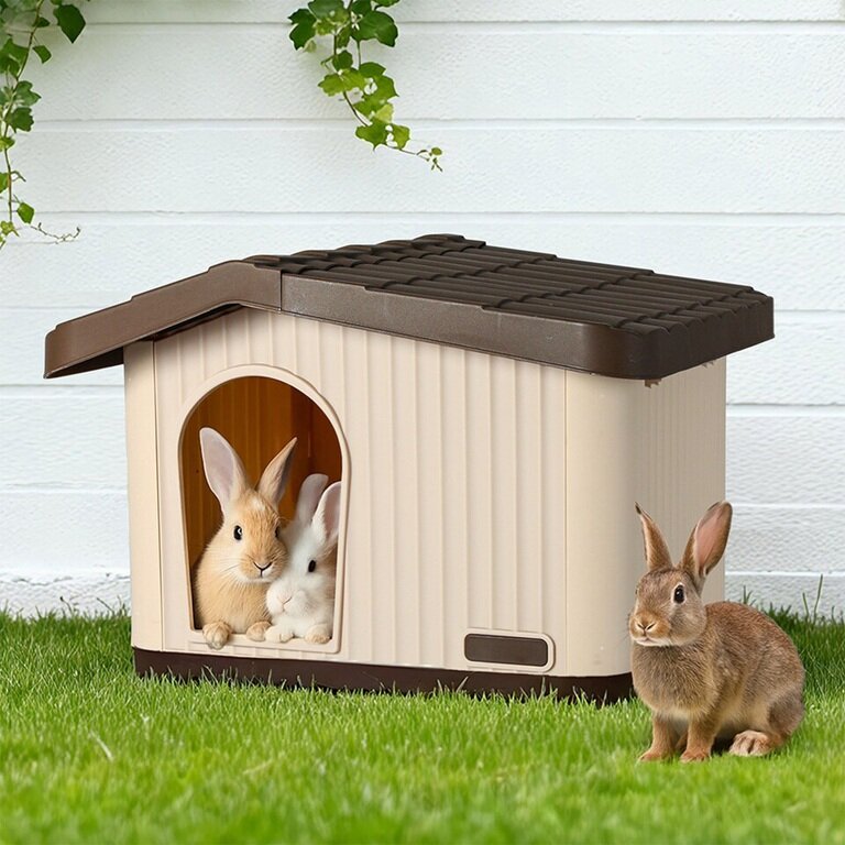 Kunststof knaagdierenhok Dierenverblijf PEDRO 1 Bruin/beige 60x51x41cm
