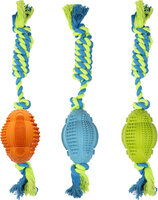 Speelgoed Ruffus Rugbybal Twist met touw Meerdere kleuren