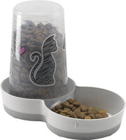 Voer- en waterautomaat Cats in love Grijs &amp; Wit