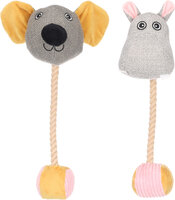 Speelgoed Puppy Felsy Muis &amp; Nijlpaard met bal met touw Meerdere kleuren