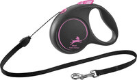 Flexi Rollijn Black Design Koord Zwart Roze