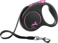 Flexi Rollijn Black Design Band Zwart Roze
