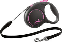 Flexi Rollijn Black Design Koord Zwart Roze