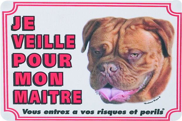 Waakbord FR Bordeaux dog Wit