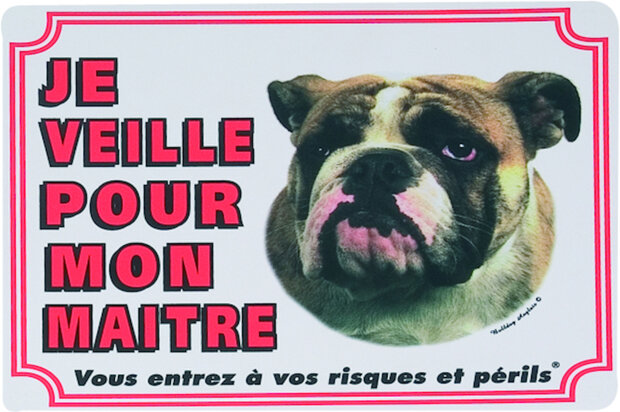 Waakbord FR Engelse buldog Wit