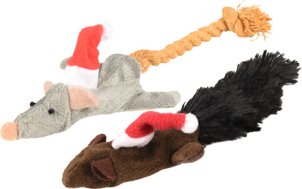Kerst Speelgoed Muis Beige &amp; Bruin &amp; Grijs &amp; Rood &amp; Wit