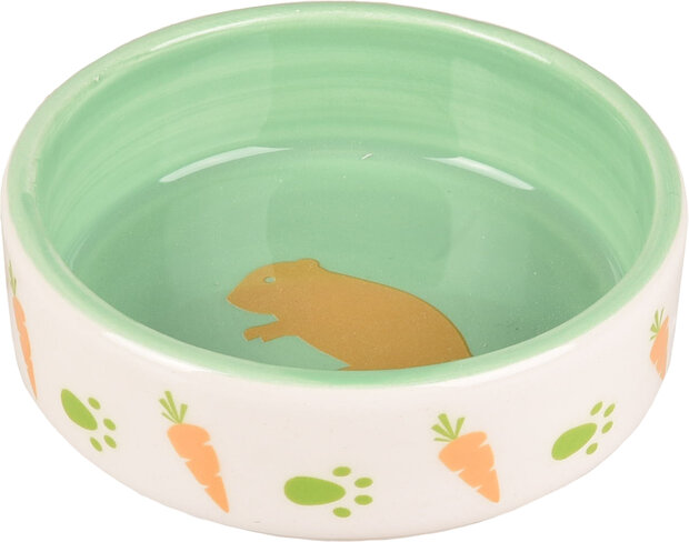 Eet- en drinkpot Hamster Aila Rond Wit &amp; Groen
