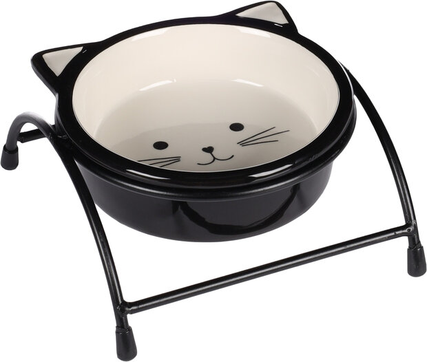 Eet- en drinkpot &amp; Staander Ansu Zwart &amp; Wit