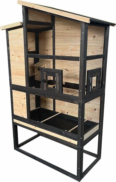 Voli&egrave;re Chirpy Court zwart/bruin