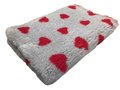 Vet Bed Xtra Soft - 2 kleur Big Hearts- Grijs Rood latex anti-slip